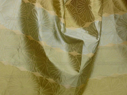 100% Silk Damask Modern Geometric Daisy Round "arcadia" Blue