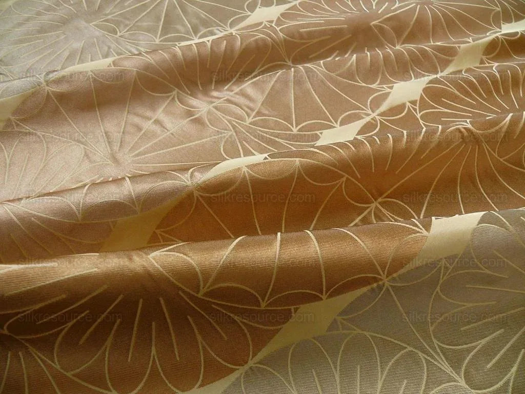 100% Silk Damask Modern Geometric Daisy Round "lariat" Brown