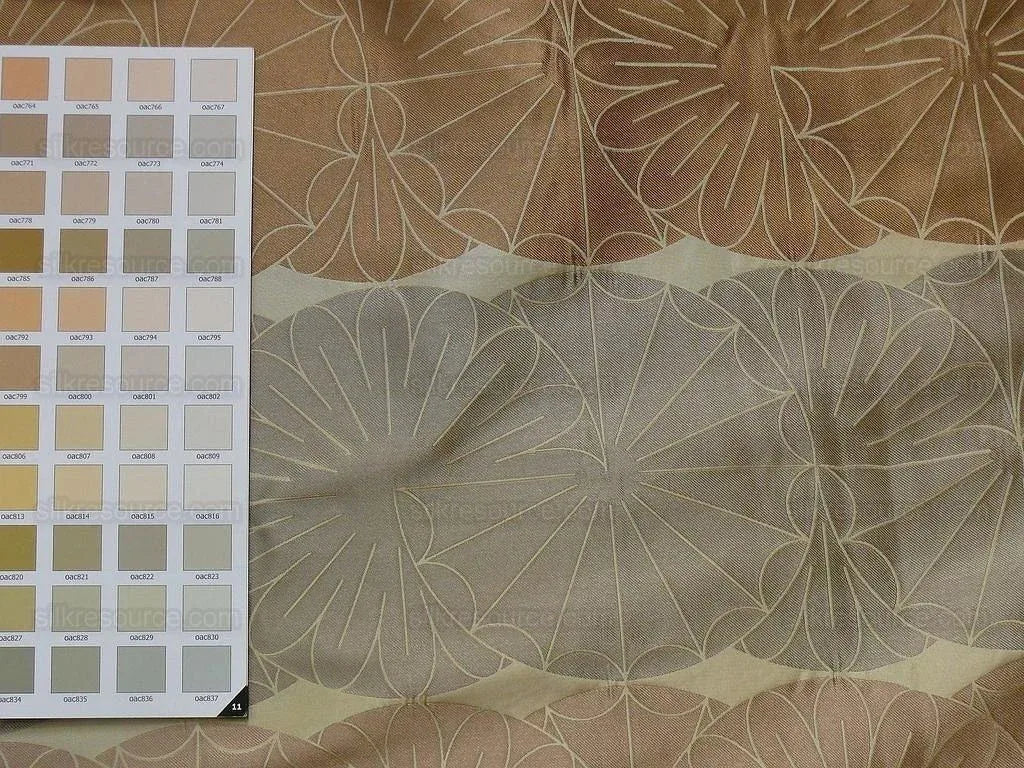 100% Silk Damask Modern Geometric Daisy Round "lariat" Brown