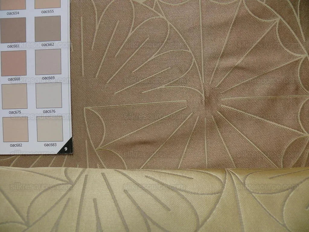 100% Silk Damask Modern Geometric Daisy Round "lariat" Brown