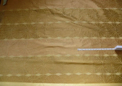 100% Silk Damask Modern Geometric Daisy Round "goldspun" Gold