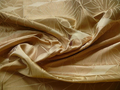 100% Silk Damask Modern Geometric Daisy Round "goldspun" Gold