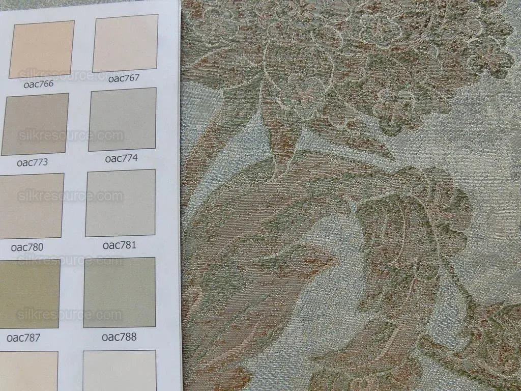 100% Silk Lampas Large Peony Paisley "dusk" Blue