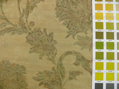 100% Silk Lampas Large Peony Paisley "marjoram" Gold