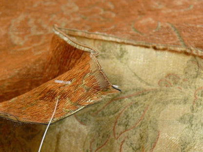 100% Silk Lampas Large Peony Paisley "marjoram" Gold