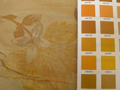 Rm Coco 100% Silk Lampas Autumn Tri-leaf Flower "amber" Gold Yellow Tan Bronze MSRP USD 199.90/Y