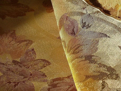 Rm Coco 100% Silk Lampas Autumn Tri-leaf Flower "amber" Gold Yellow Tan Bronze MSRP USD 199.90/Y