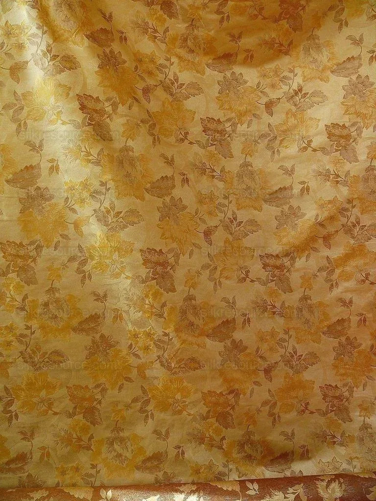 Rm Coco 100% Silk Lampas Autumn Tri-leaf Flower "amber" Gold Yellow Tan Bronze MSRP USD 199.90/Y