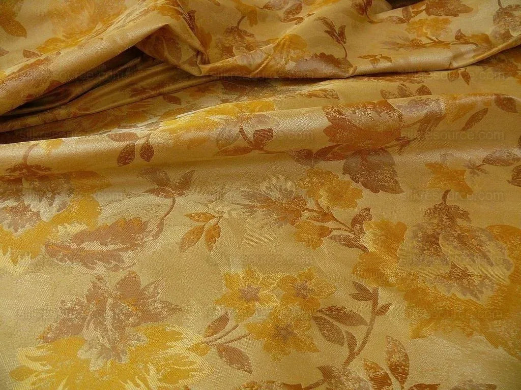 Rm Coco 100% Silk Lampas Autumn Tri-leaf Flower "amber" Gold Yellow Tan Bronze MSRP USD 199.90/Y
