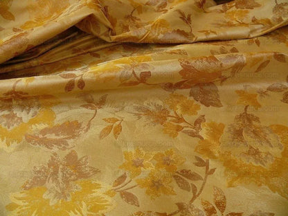 Rm Coco 100% Silk Lampas Autumn Tri-leaf Flower "amber" Gold Yellow Tan Bronze MSRP USD 199.90/Y