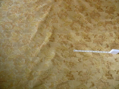 Rm Coco 100% Silk Lampas Autumn Tri-leaf Flower "wheat" Gold Brown MSRP USD 199.90/y
