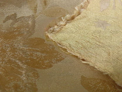 Rm Coco 100% Silk Lampas Autumn Tri-leaf Flower "wheat" Gold Brown MSRP USD 199.90/y