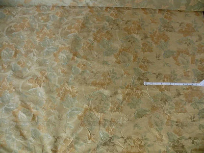 Rm Coco 100% Silk Lampas Autumn Tri-leaf Flower "Aspen" Beige Brown Blue Green MSRP USD199.90/y