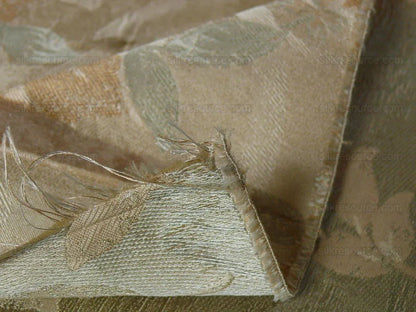 Rm Coco 100% Silk Lampas Autumn Tri-leaf Flower "Aspen" Beige Brown Blue Green MSRP USD199.90/y