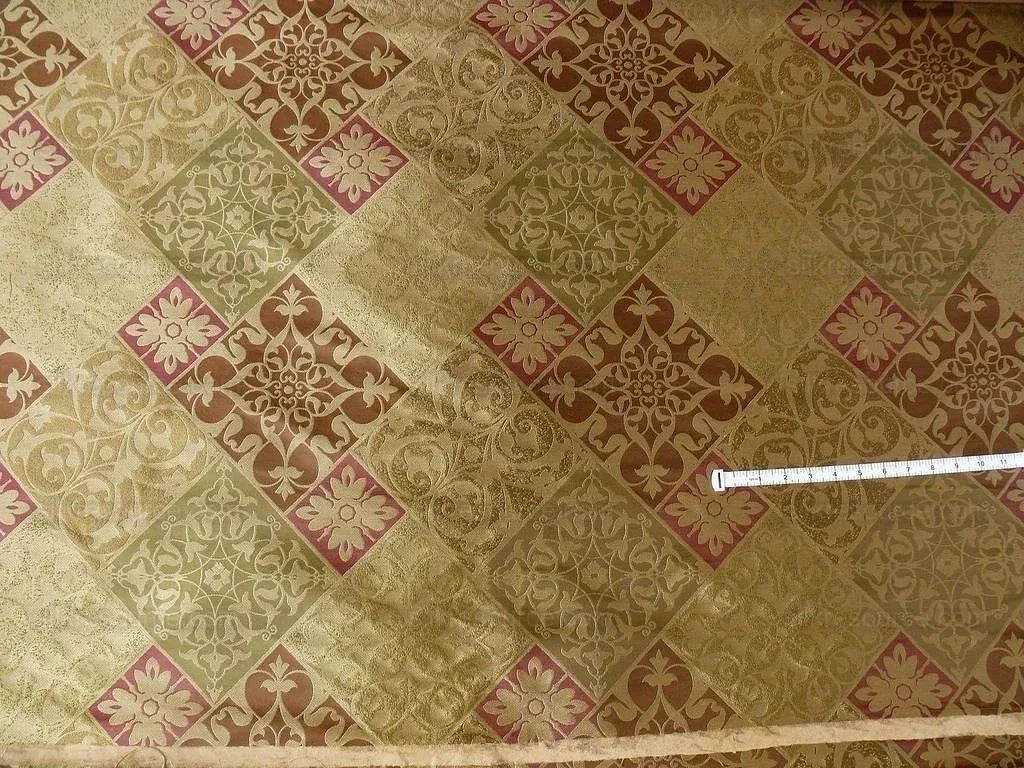 Kravet 100% Silk Lampas Asian Tile "branch" Tan MSRP USD 216/Y