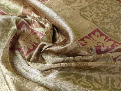 Kravet 100% Silk Lampas Asian Tile "branch" Tan MSRP USD 216/Y