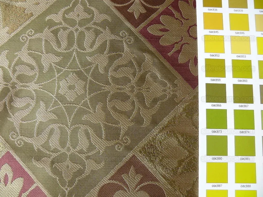 Kravet 100% Silk Lampas Asian Tile "branch" Tan MSRP USD 216/Y