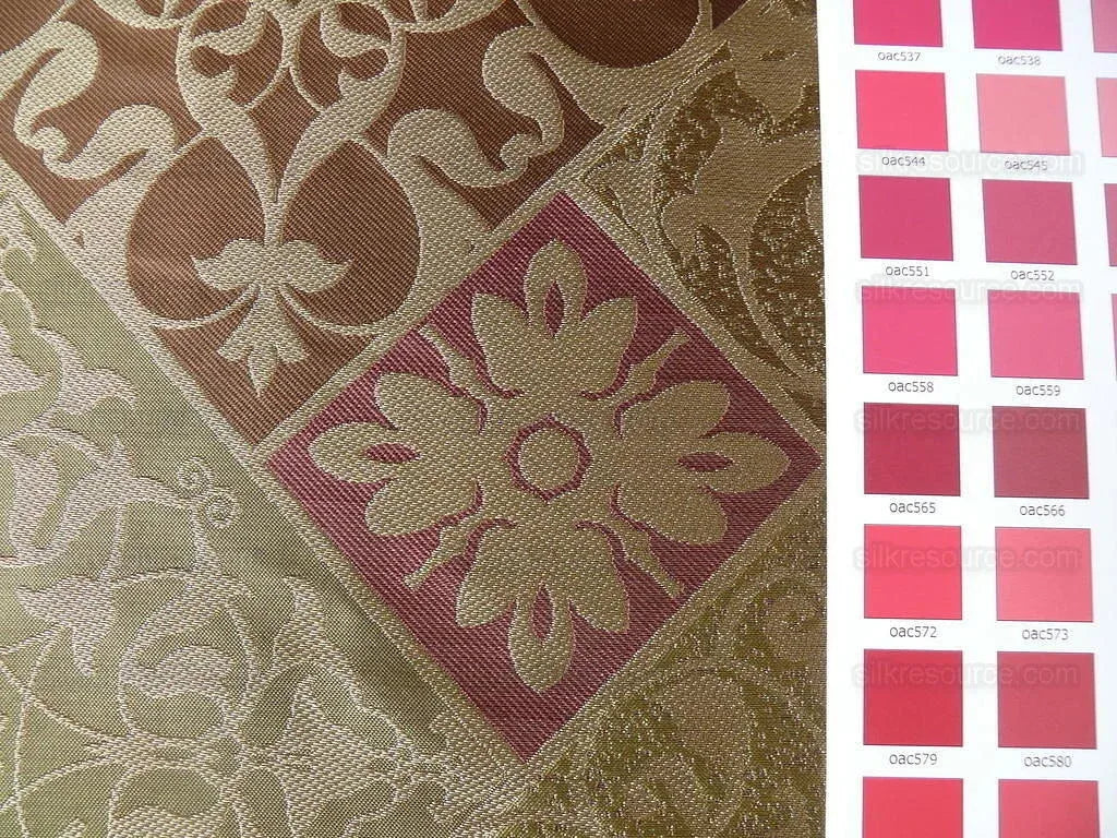 Kravet 100% Silk Lampas Asian Tile "branch" Tan MSRP USD 216/Y