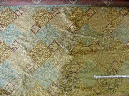 Kravet 100% Silk Lampas Asian Tile "bluestone" Tan MSRP USD 216/Y