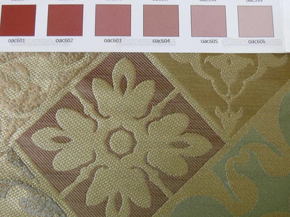 Kravet 100% Silk Lampas Asian Tile "bluestone" Tan MSRP USD 216/Y