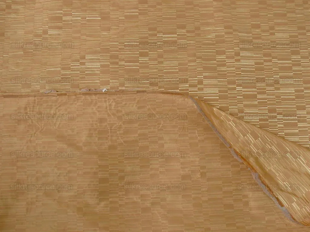 100% Silk Jacquard Staggered Stripe Texture "sunglow" Gold MSRP USD258/y