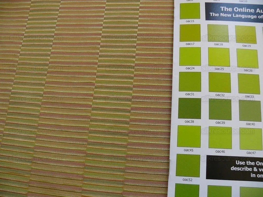 100% Silk Jacquard Piano Key Texture "carnival" Gold Green Pink Copper