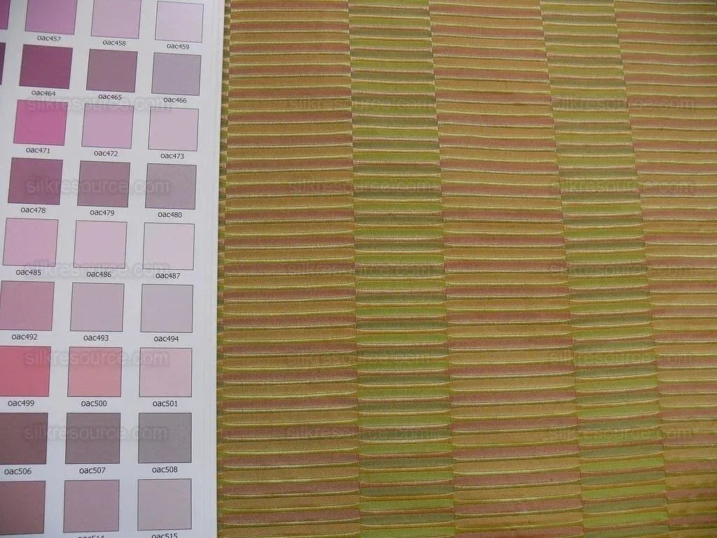 100% Silk Jacquard Piano Key Texture "carnival" Gold Green Pink Copper