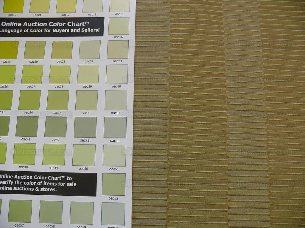 100% Silk Jacquard Piano Key Texture "oregano" Gold Subtle Green