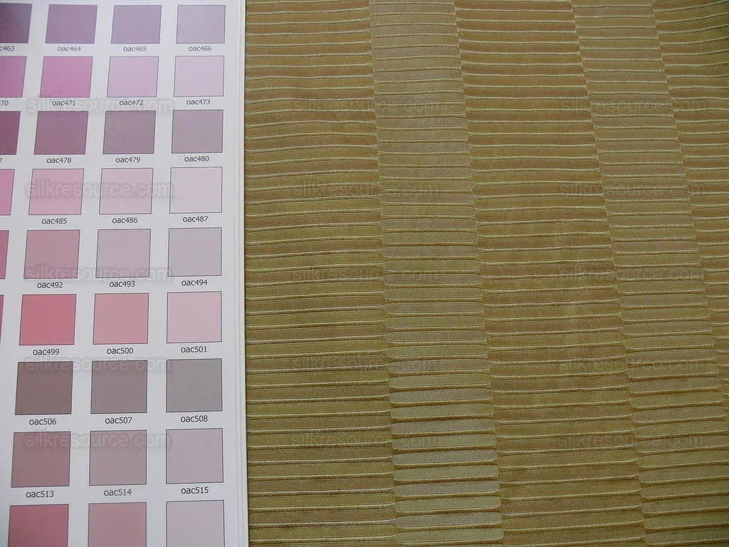 100% Silk Jacquard Piano Key Texture "oregano" Gold Subtle Green