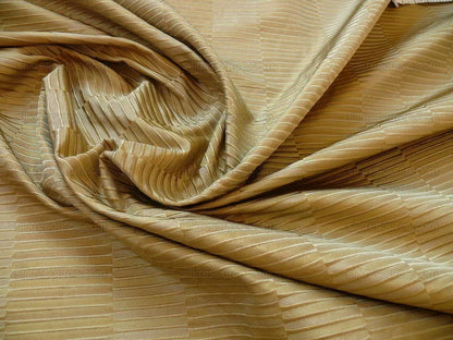 100% Silk Jacquard Piano Key Texture "oregano" Gold Subtle Green