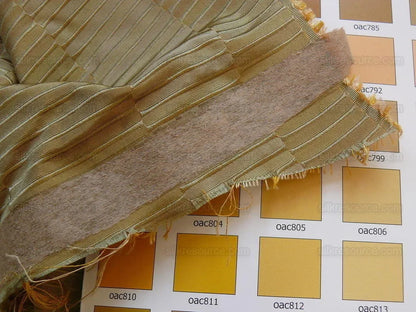 100% Silk Jacquard Piano Key Texture "oregano" Gold Subtle Green