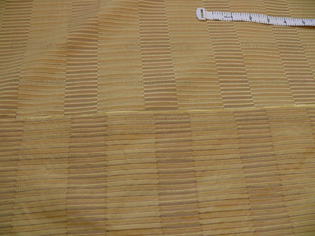 by yard 100% Silk Jacquard Piano Key Texture "amber" Warm Gold Brown