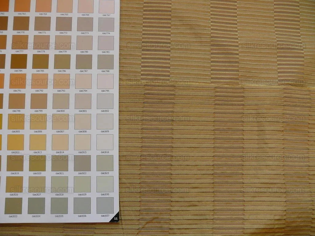 by yard 100% Silk Jacquard Piano Key Texture "amber" Warm Gold Brown