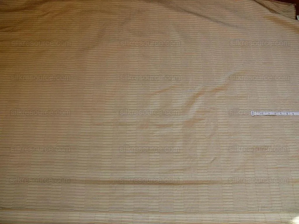 100% Silk Jacquard Piano Key Texture "flax" Gold Ecru Khaki