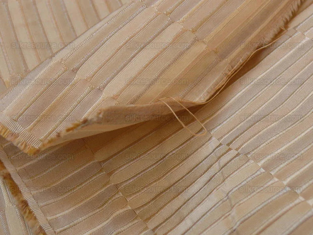 100% Silk Jacquard Piano Key Texture "flax" Gold Ecru Khaki