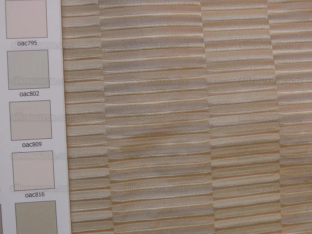 100% Silk Jacquard Piano Key Texture "flax" Gold Ecru Khaki