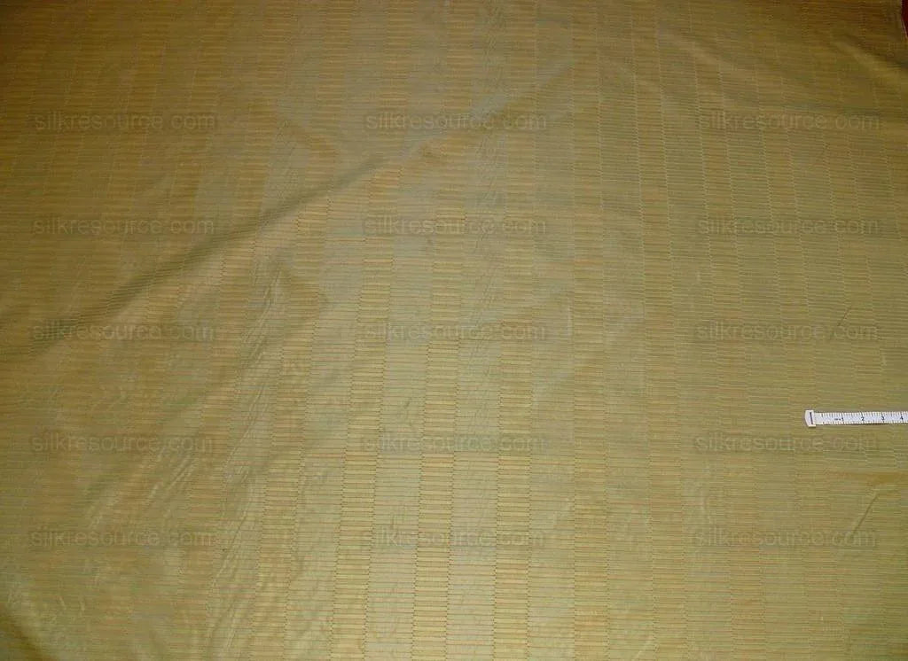 100% Silk Jacquard Piano Key Texture "parsley" Gold, Green, Copper