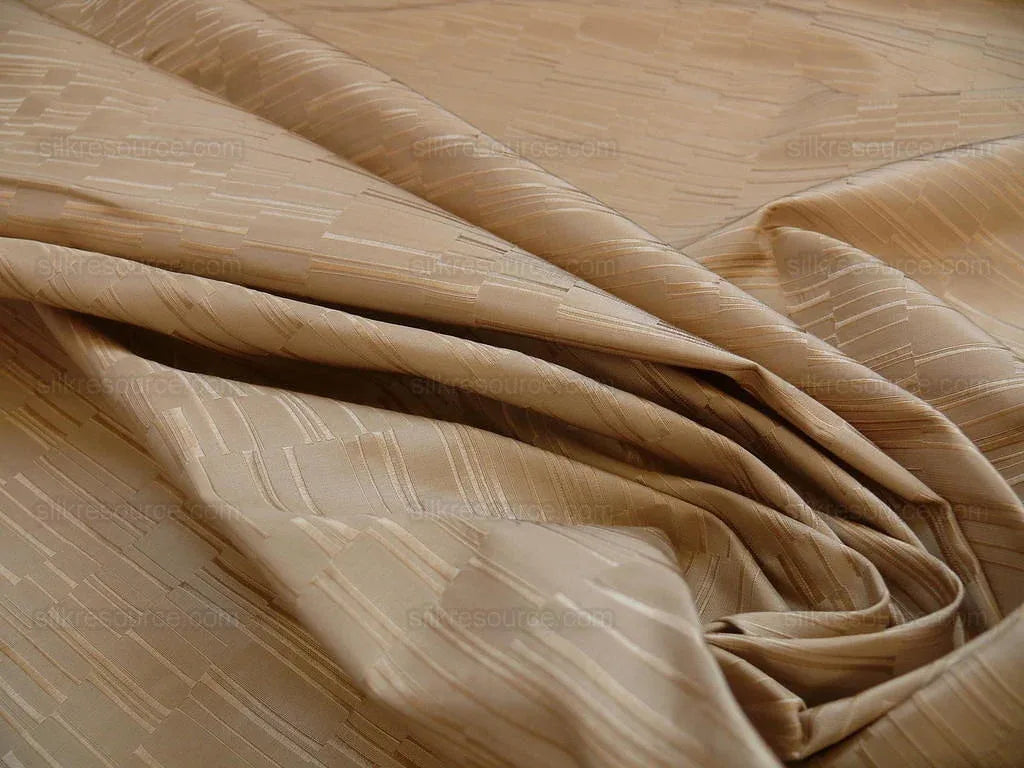 100% Silk Jacquard Staggered Stripe Texture "linen" Khaki MSRP USD258/y