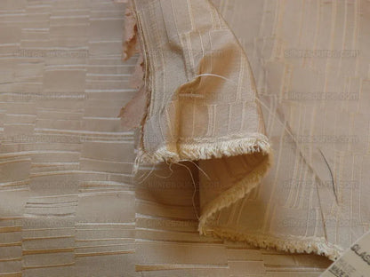 100% Silk Jacquard Staggered Stripe Texture "linen" Khaki MSRP USD258/y