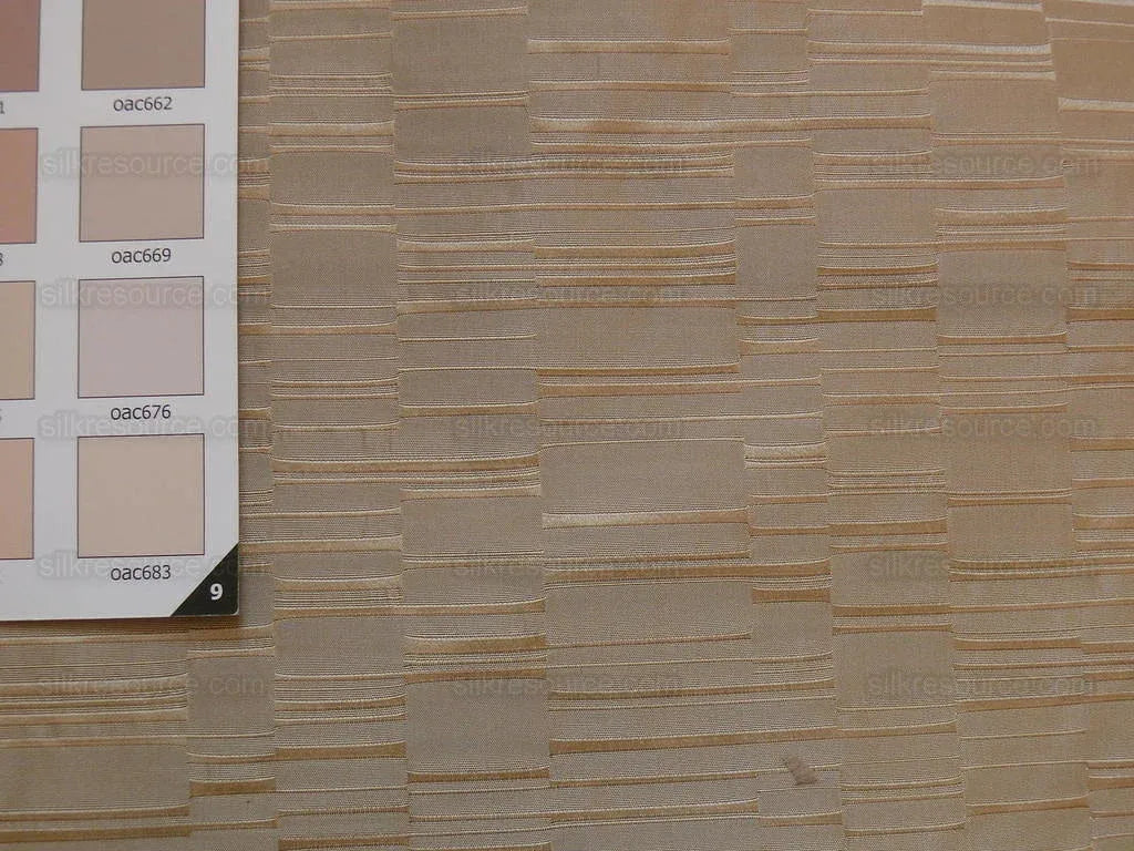 100% Silk Jacquard Staggered Stripe Texture "linen" Khaki MSRP USD258/y