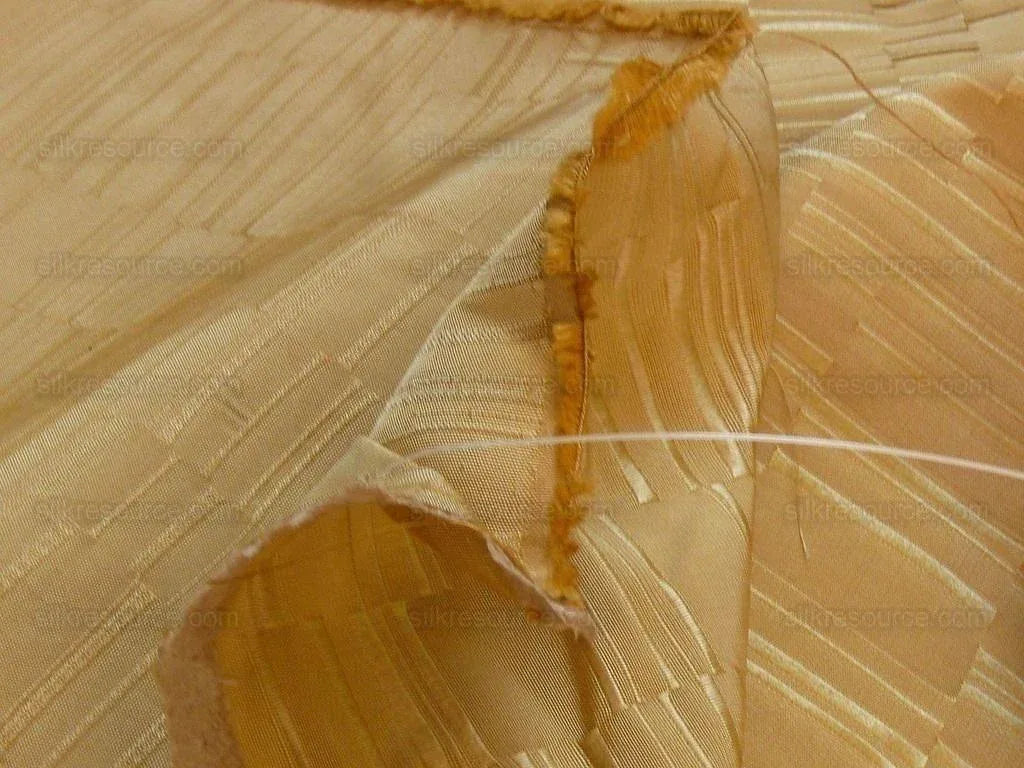 100% Silk Jacquard Staggered Stripe Texture "amber" Gold MSRP USD258/y