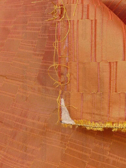 100% Silk Jacquard Staggered Stripe Texture "allspice" Orange MSRP USD258/y