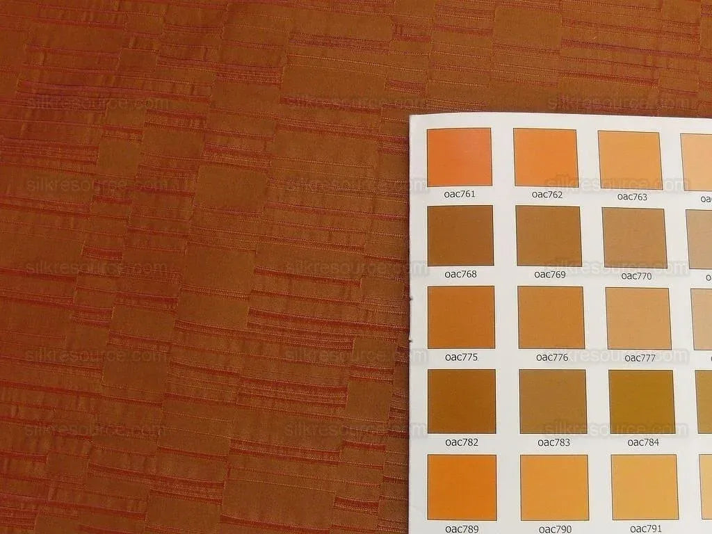 100% Silk Jacquard Staggered Stripe Texture "allspice" Orange MSRP USD258/y