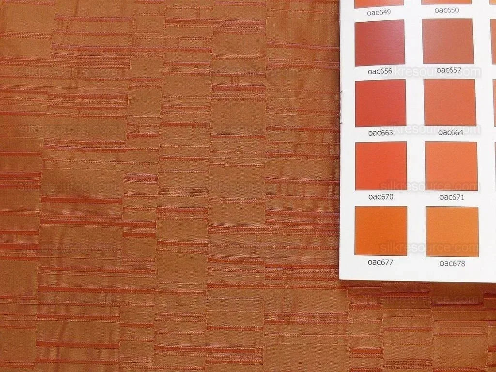 100% Silk Jacquard Staggered Stripe Texture "allspice" Orange MSRP USD258/y