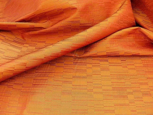 100% Silk Jacquard Staggered Stripe Texture "allspice" Orange MSRP USD258/y