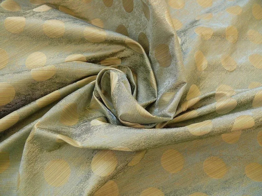 by yard B. Berger Duralee 100% Silk Damask Polka Dot "tide" Blue Reversible Strie and Satin Mid-Century MSRP USD 250/Y