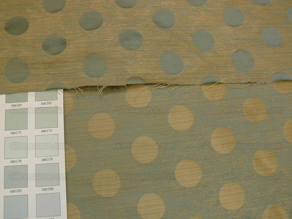 by yard B. Berger Duralee 100% Silk Damask Polka Dot "tide" Blue Reversible Strie and Satin Mid-Century MSRP USD 250/Y