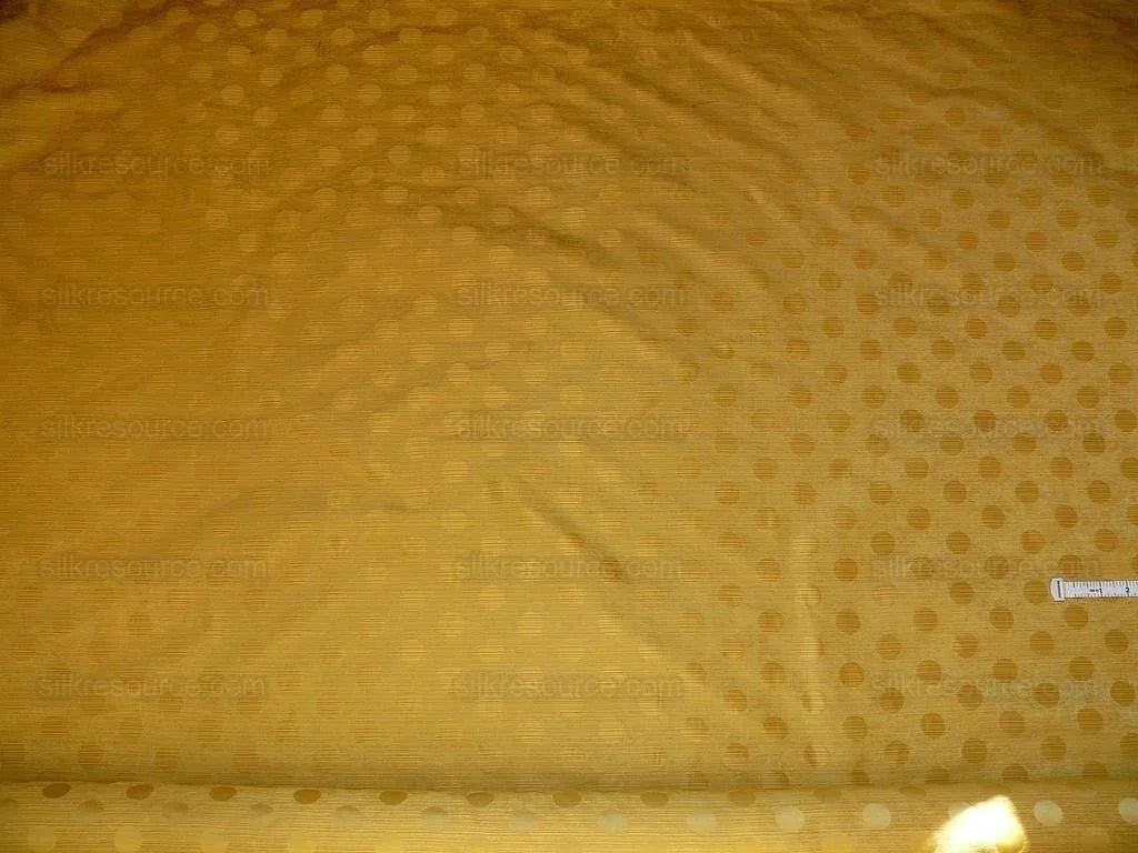 B. Berger Duralee 100% Silk Damask Polka Dot "sunkissed" Gold Yellow Reversible Strie and Satin Mid-Century MSRP USD 250/Y