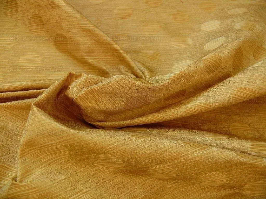 B. Berger Duralee 100% Silk Damask Polka Dot "sunkissed" Gold Yellow Reversible Strie and Satin Mid-Century MSRP USD 250/Y