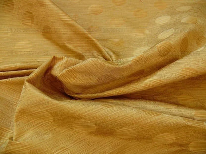 B. Berger Duralee 100% Silk Damask Polka Dot "sunkissed" Gold Yellow Reversible Strie and Satin Mid-Century MSRP USD 250/Y